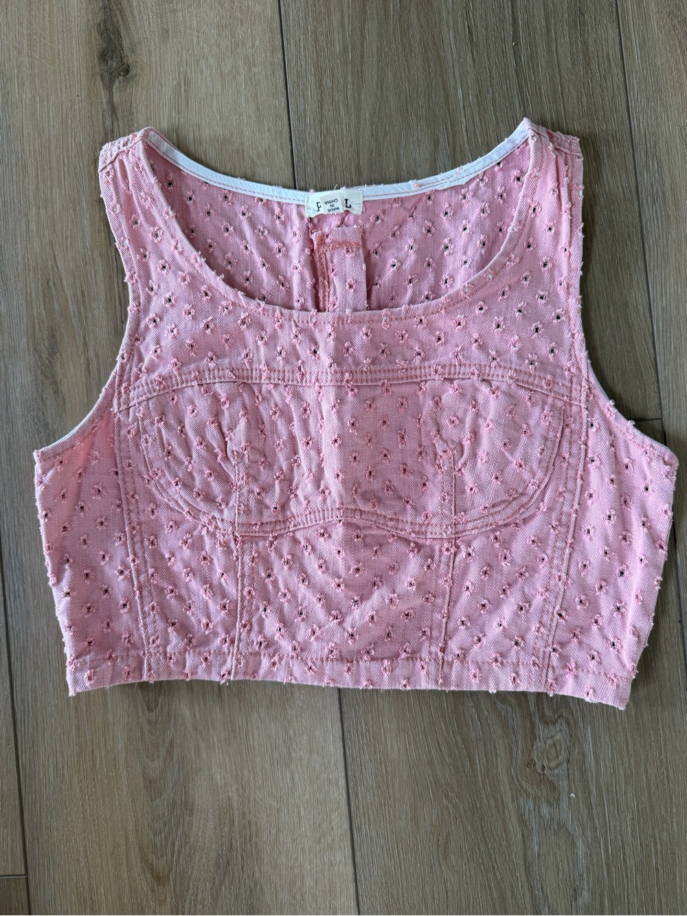 POL pink textured bustier crop top